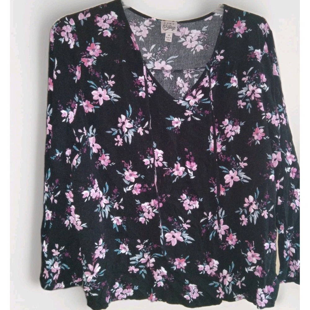 Como Vintage Tunic Top Womens 2X Gypsy Blouse Floral Cottagecore Peasant Boho